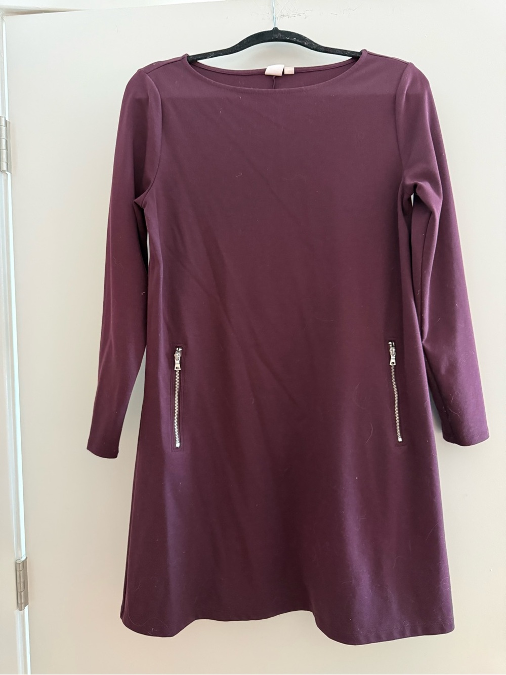 GAP Plum Long-Sleeve A-Line Dress with Front Zips